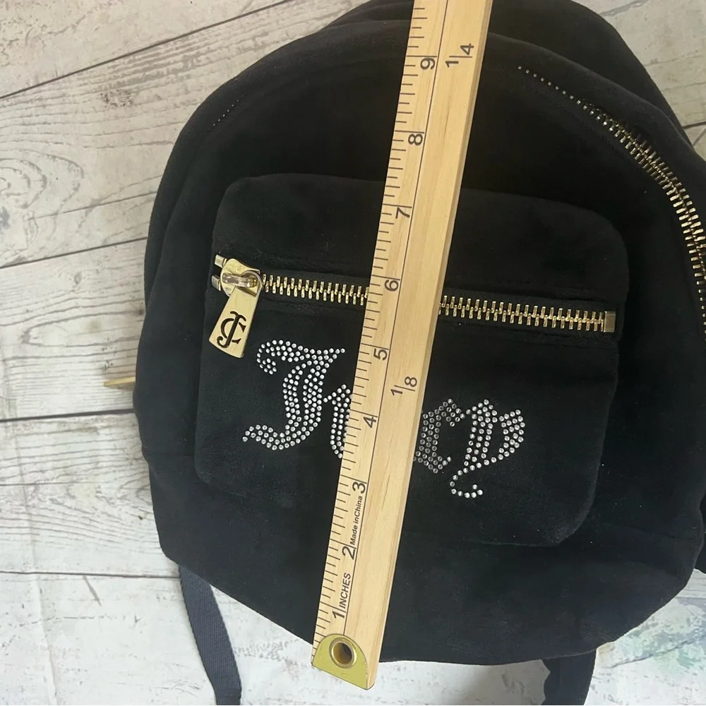 Juicy Couture Black Label Velvet Mini Backpack Bling Rhinestone Bag Velour Y2K